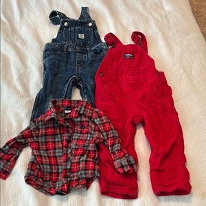 Old Navy Jean and Oshkosh Red Overalls Vibrant corduroy  Bottoms